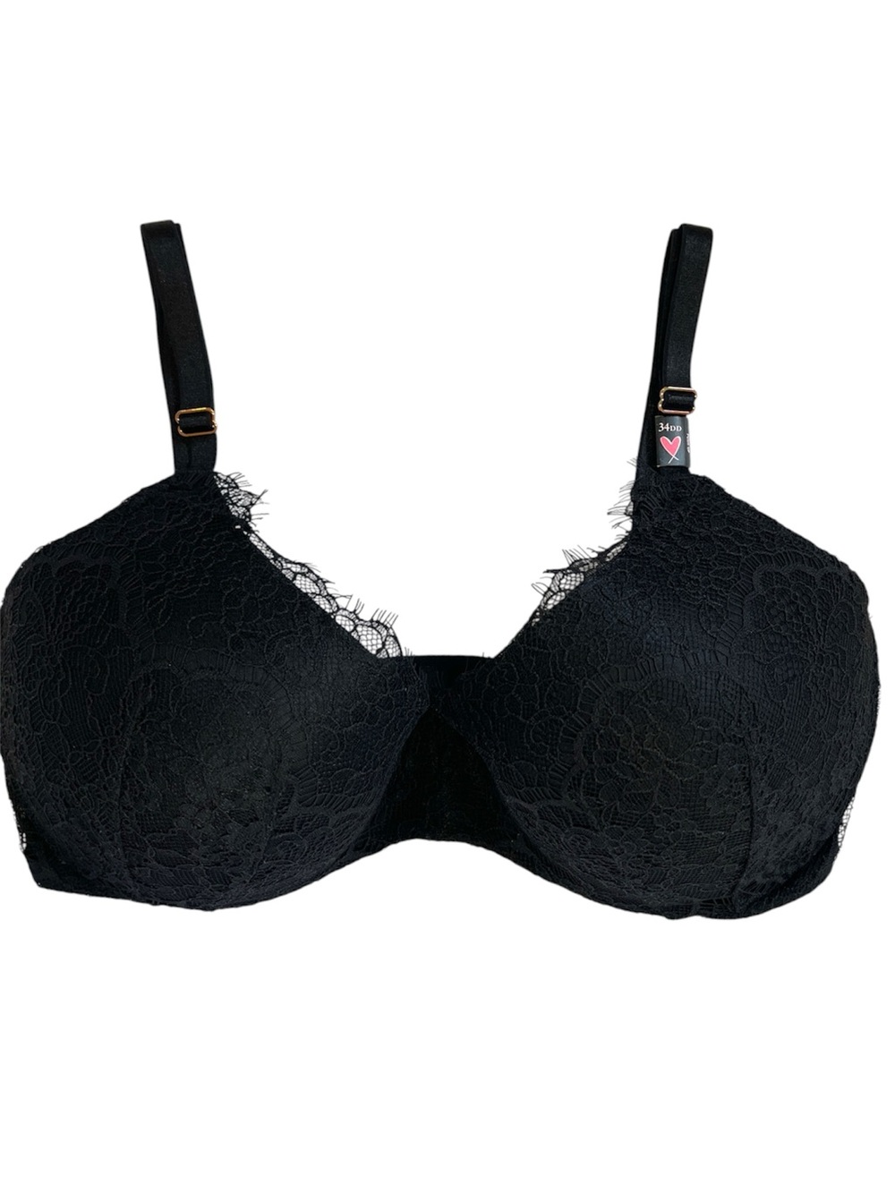 Victoria’s Secret Dream Angels Push-Up Bra | Black Lace | Underwire | 34DD | NWT